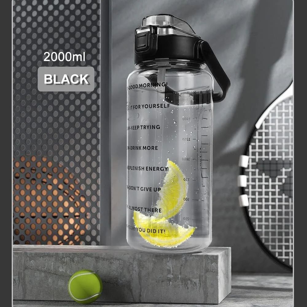 Transparent Water Bottle  with Motivational Time Marker of 3 Pcs