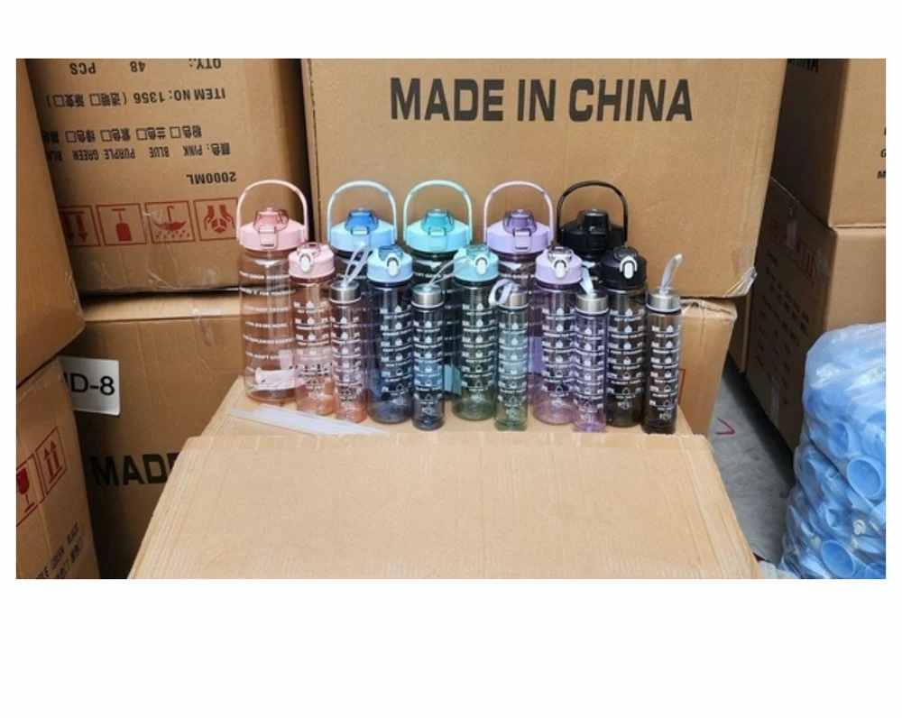 Plastic Transparent Water Bottle, 2000Ml Motivational Water Bottle